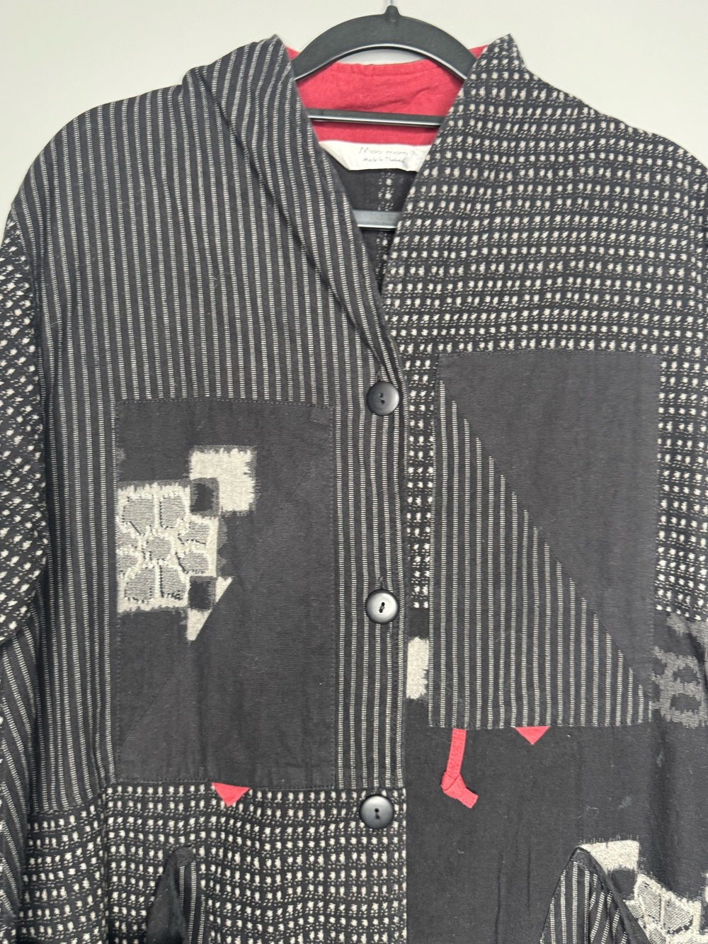 Mao mam geometric kasuri patch oversized indigo jacket grunge y2k asian inspired - Picture 2 of 7